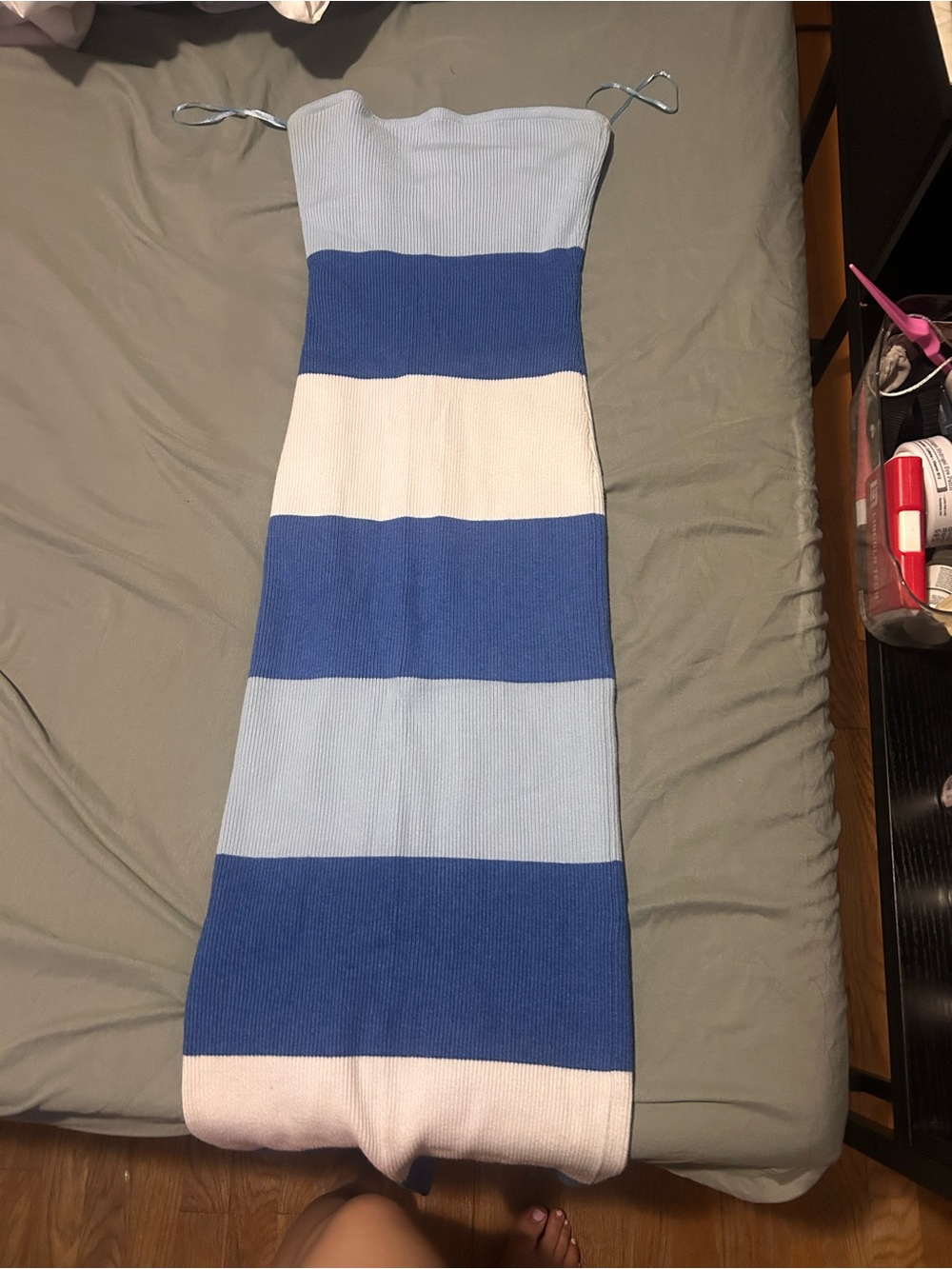 Striped Blue & White Knit Bodycon Dress